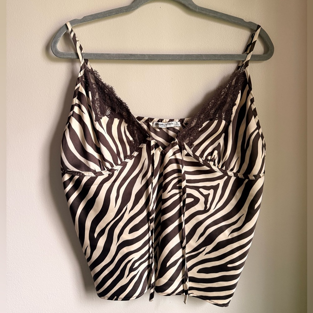 Abercrombie & Fitch Brown and Cream Zebra-Print Slip